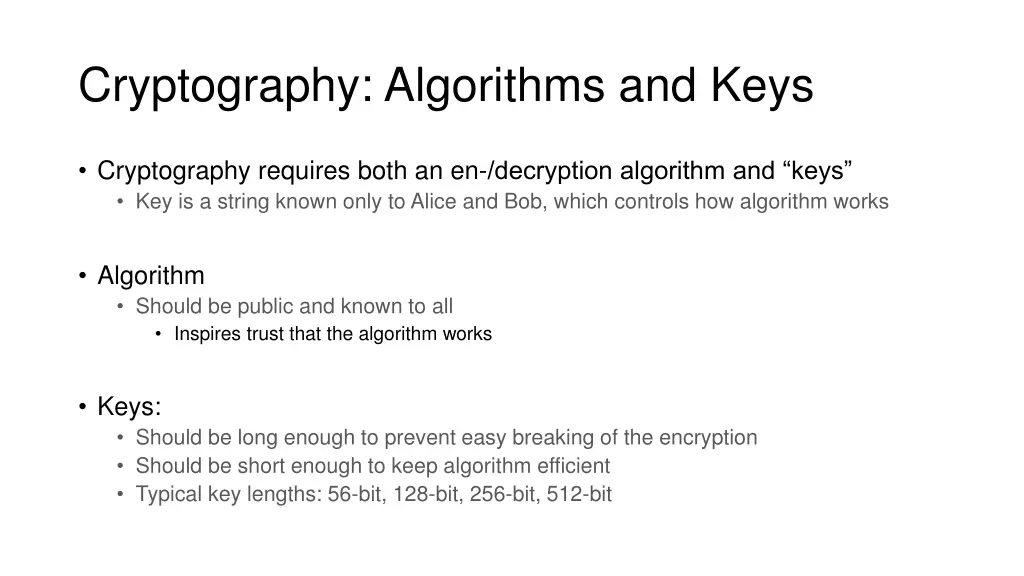 cryptography algorithms and keys