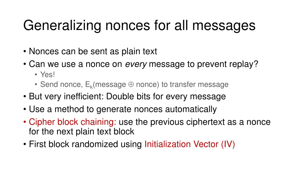 generalizing nonces for all messages