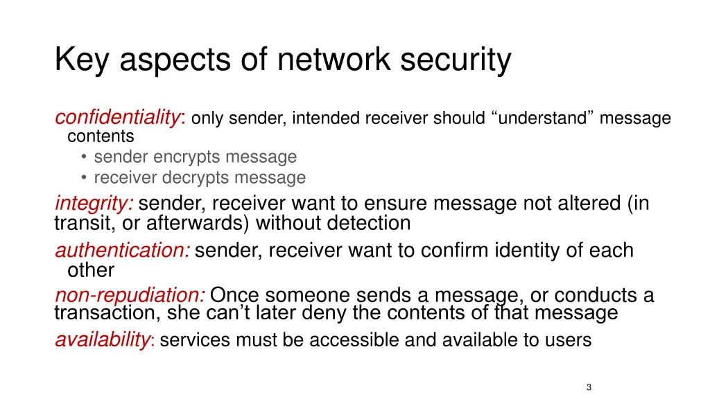 key aspects of network security