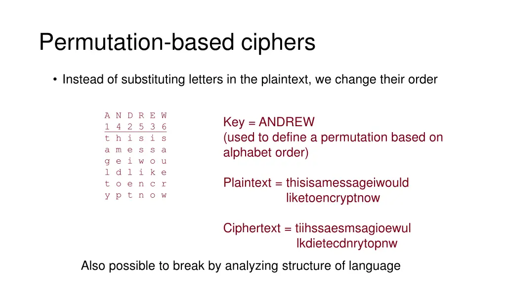 permutation based ciphers