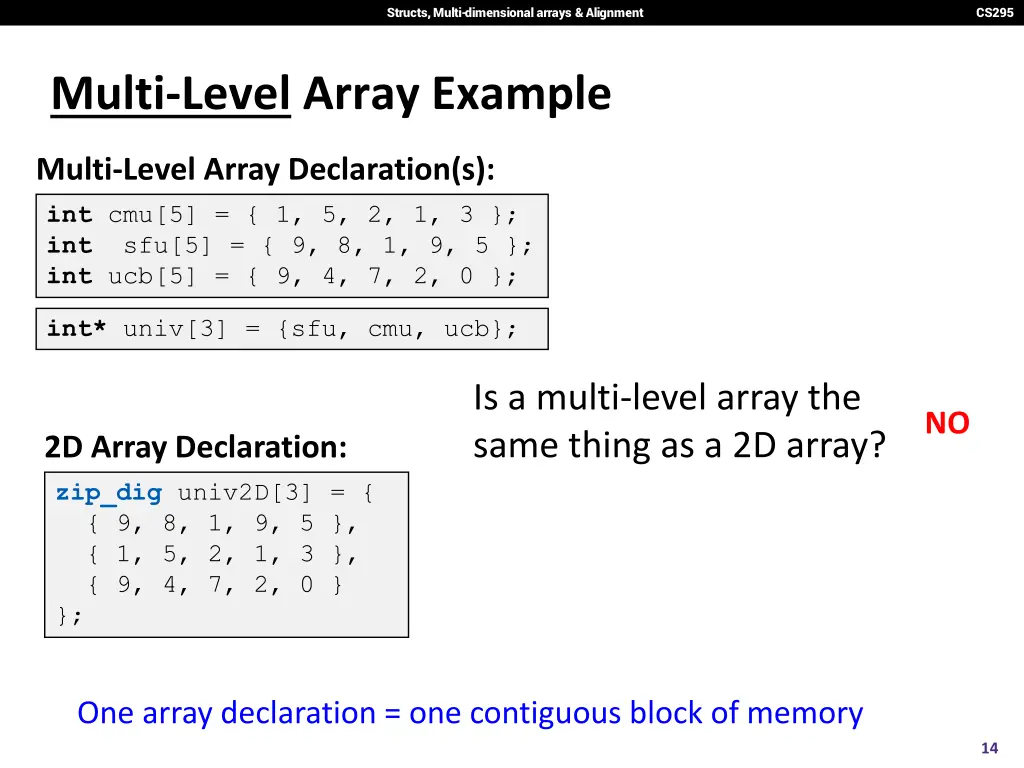 structs multi dimensional arrays alignment 12