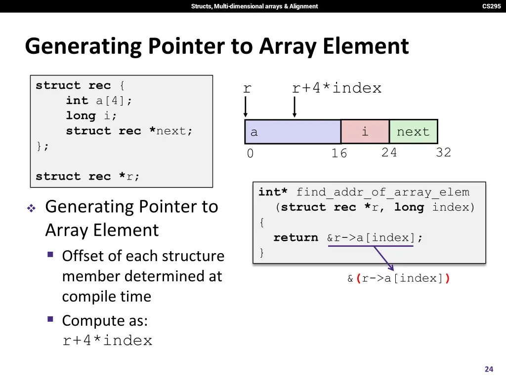 structs multi dimensional arrays alignment 22