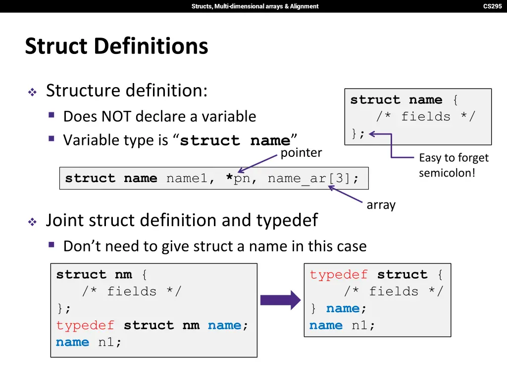 structs multi dimensional arrays alignment 23