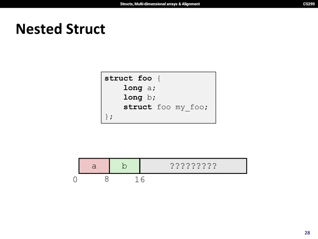 structs multi dimensional arrays alignment 26
