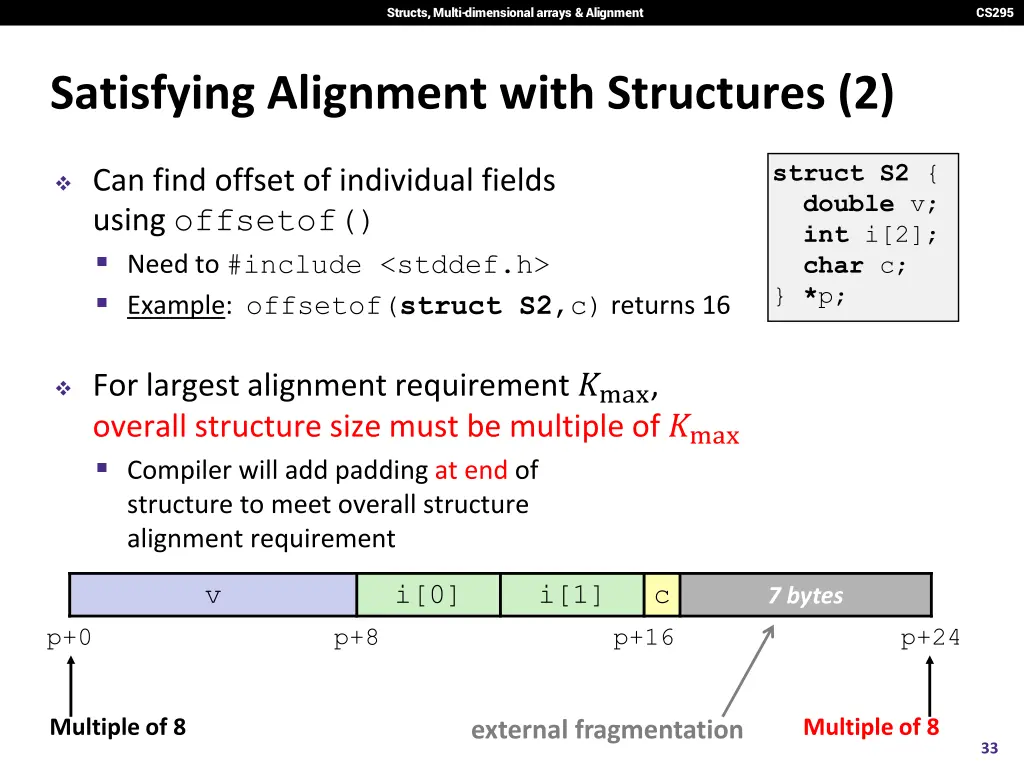 structs multi dimensional arrays alignment 31