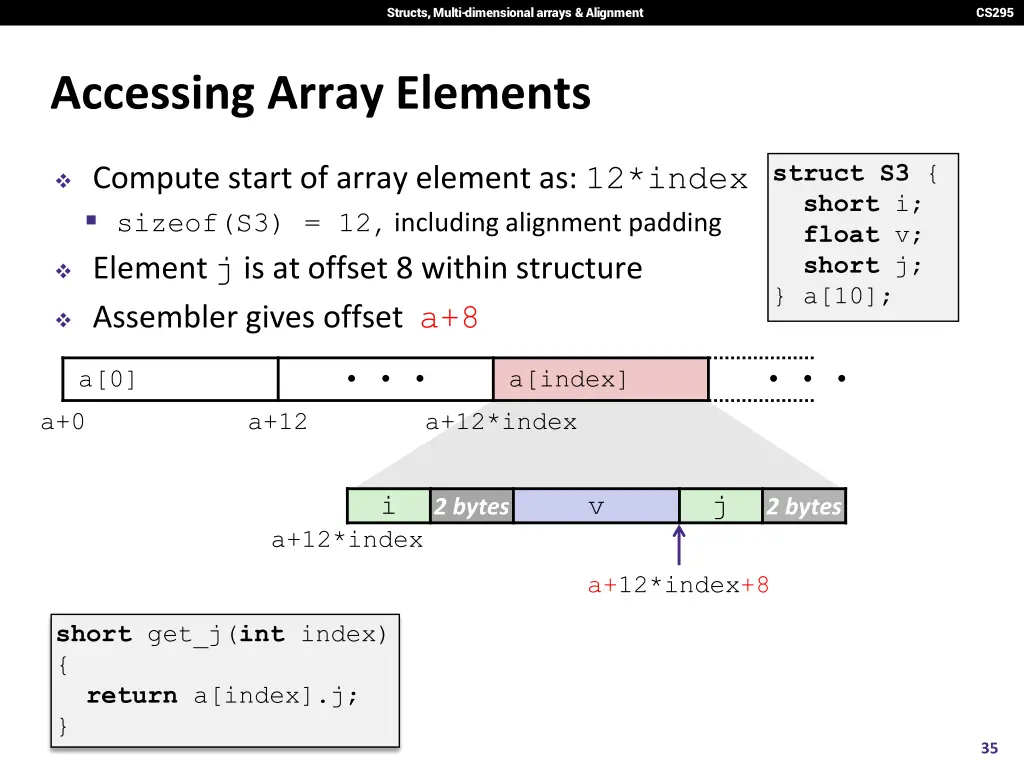 structs multi dimensional arrays alignment 33