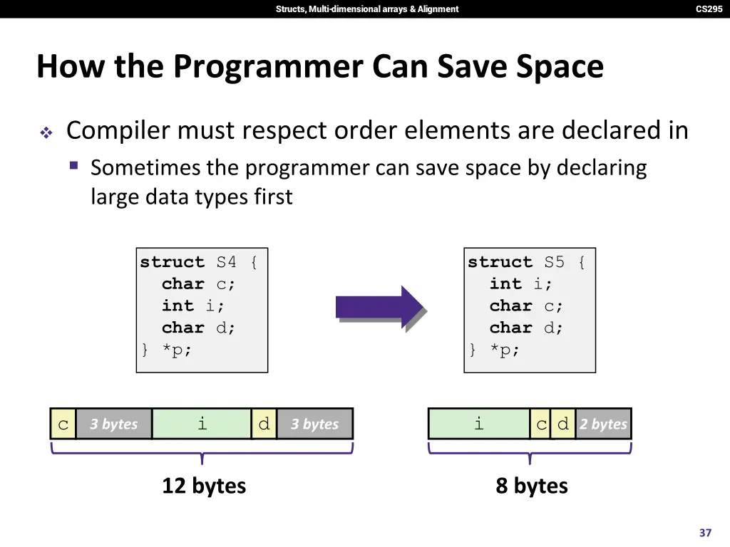 structs multi dimensional arrays alignment 35