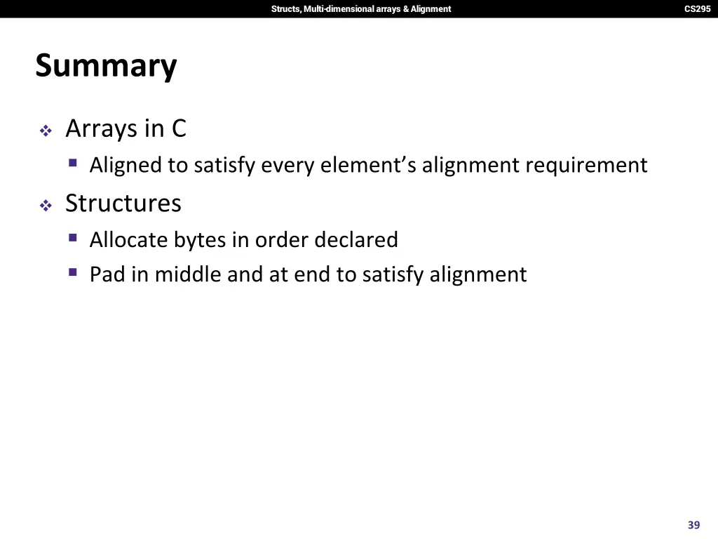 structs multi dimensional arrays alignment 37