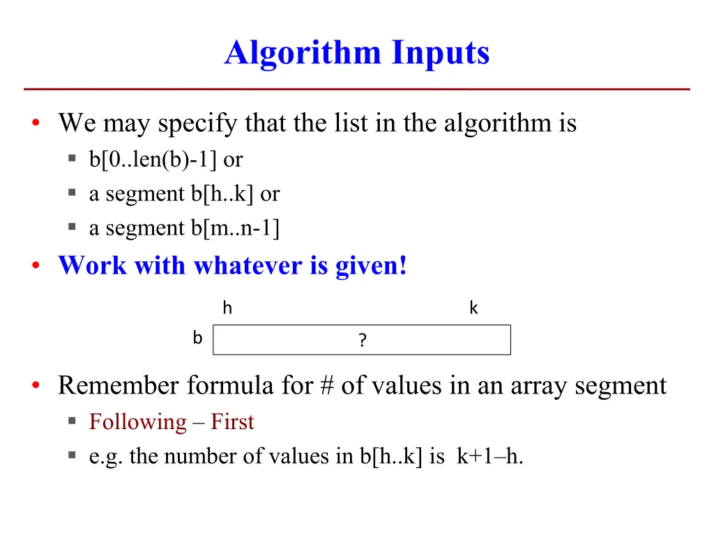 algorithm inputs