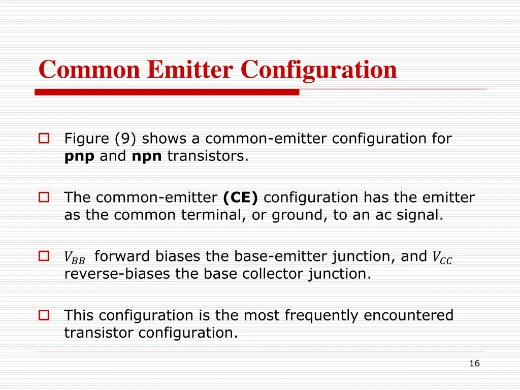 common emitter configuration