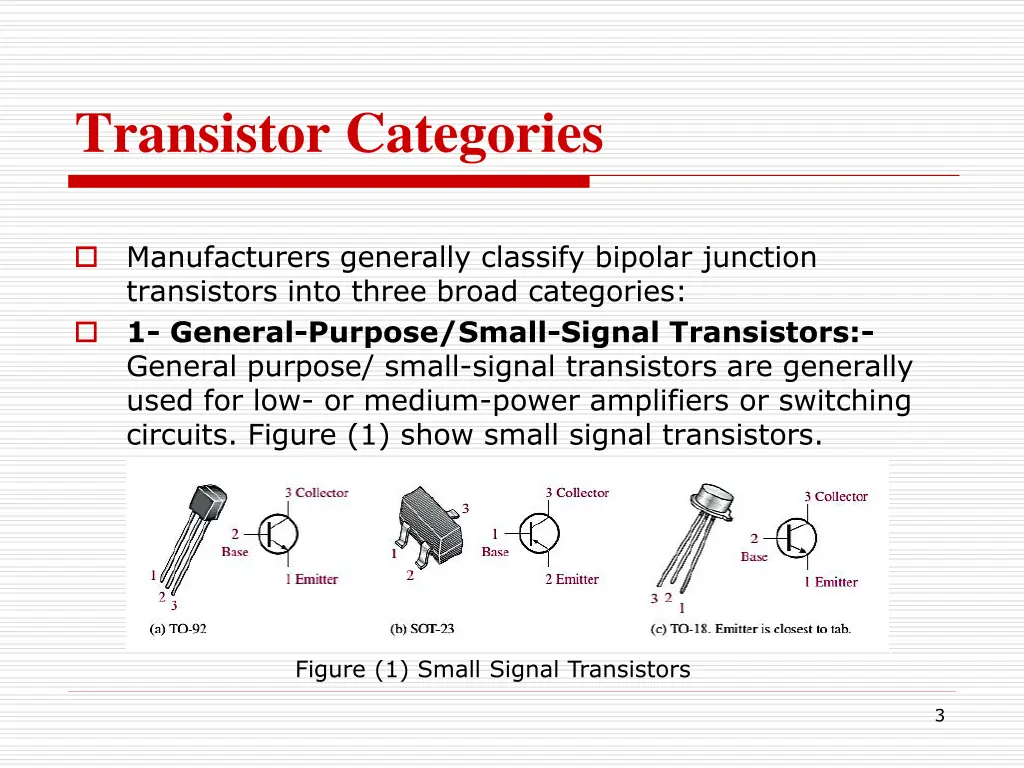 transistor categories