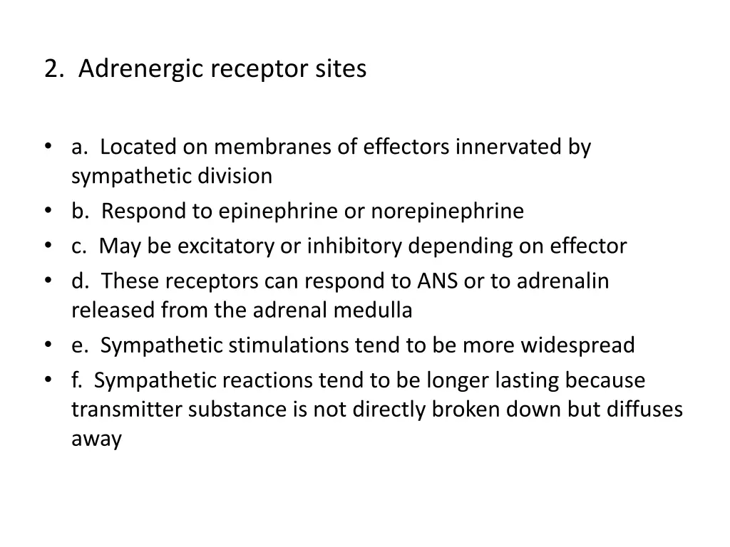 2 adrenergic receptor sites