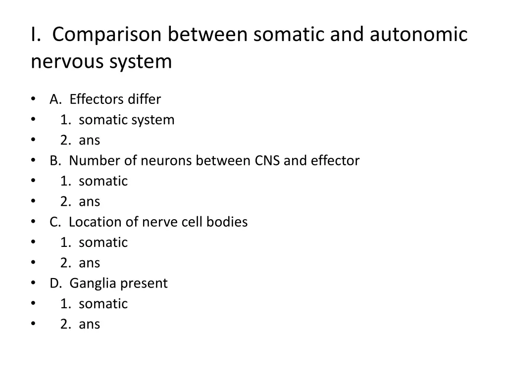 i comparison between somatic and autonomic