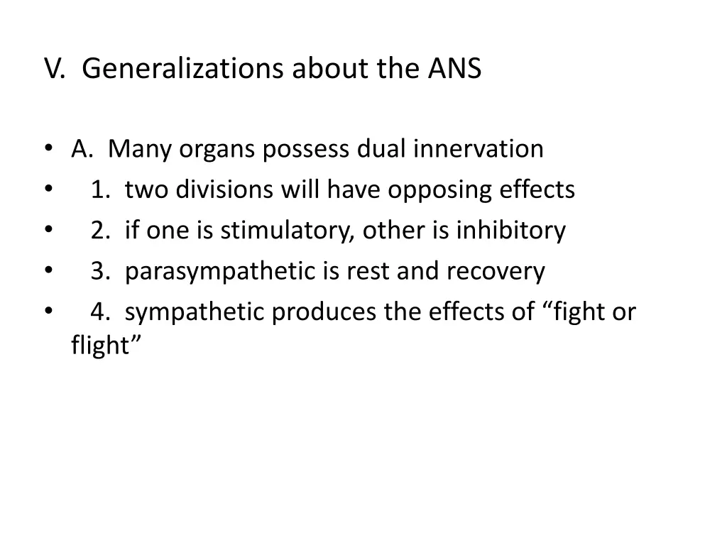 v generalizations about the ans