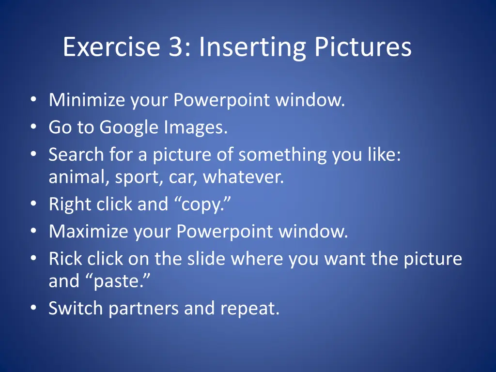 exercise 3 inserting pictures