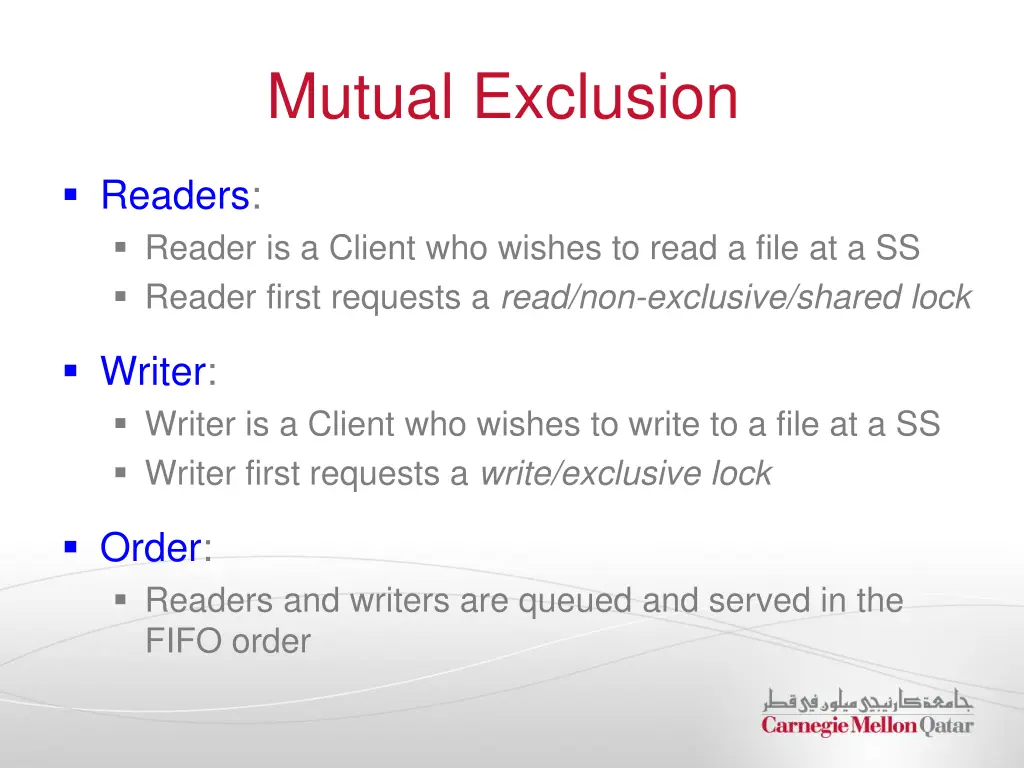 mutual exclusion