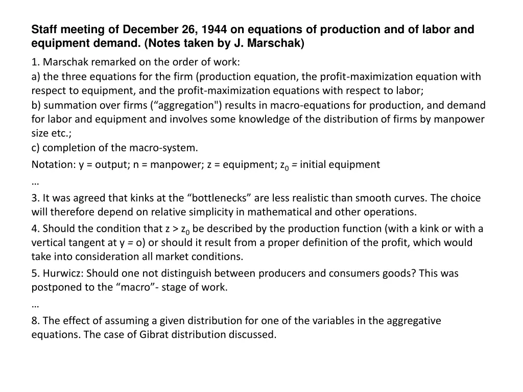 staff meeting of december 26 1944 on equations