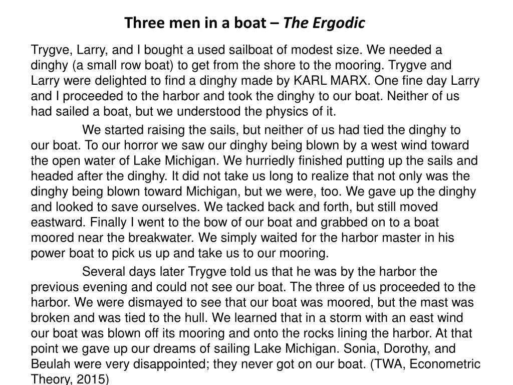 three men in a boat the ergodic