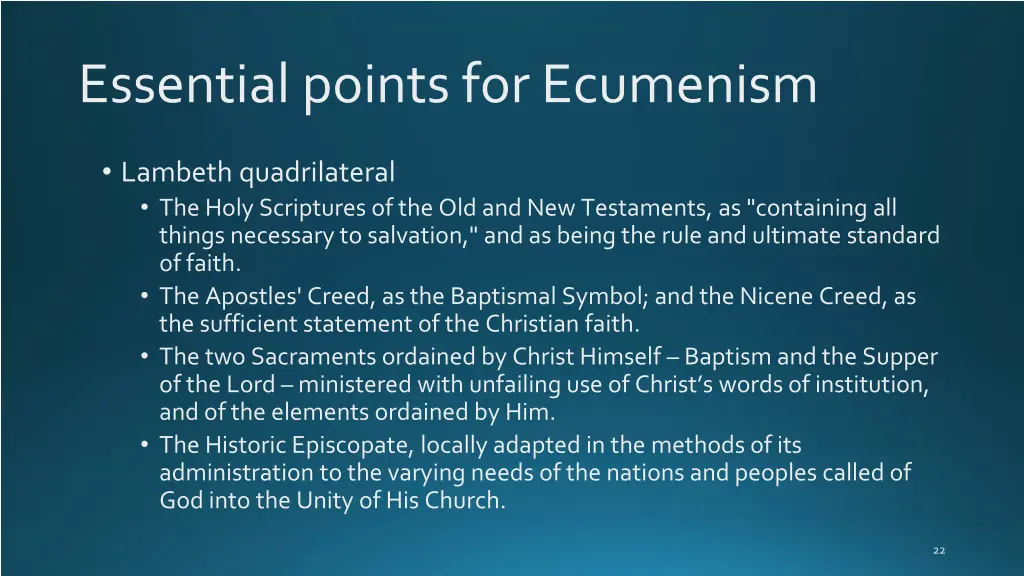 essential points for ecumenism