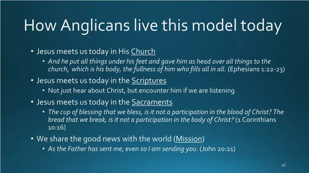 how anglicans live this model today