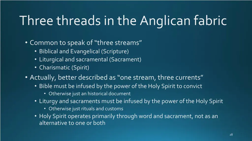 three threads in the anglican fabric