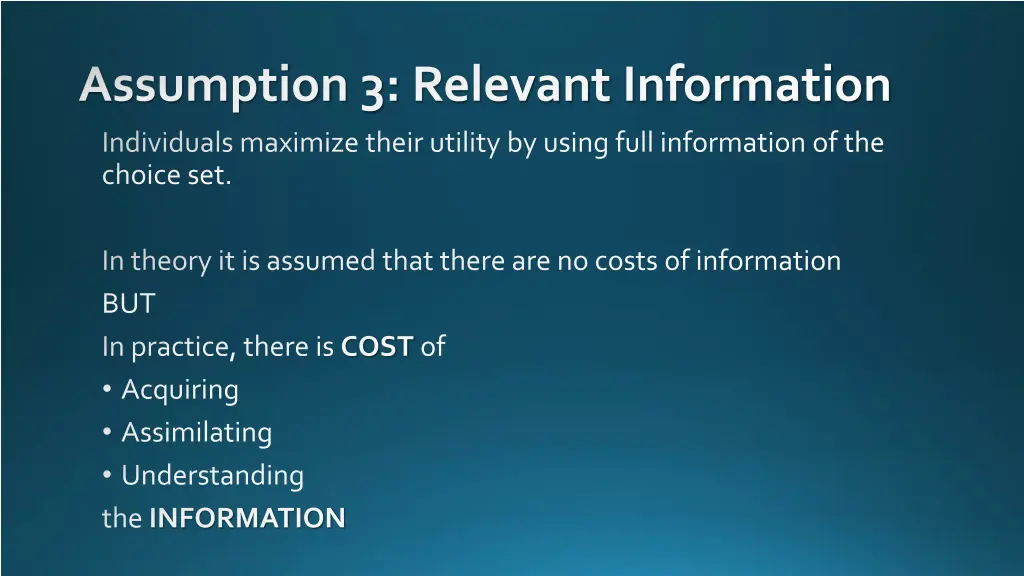 assumption 3 relevant information