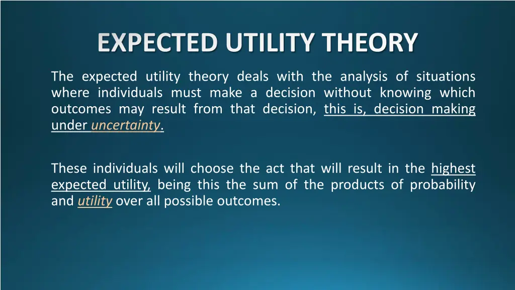 expected utility theory 1