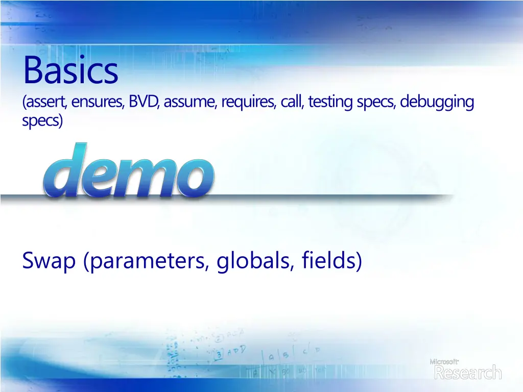 basics assert ensures bvd assume requires call