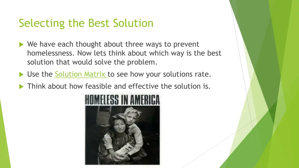 selecting the best solution