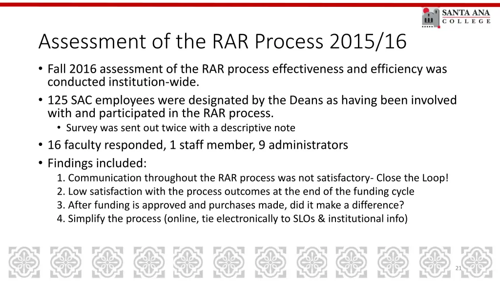 assessment of the rar process 2015 16 fall 2016