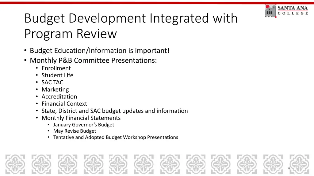 budget development integrated with program review