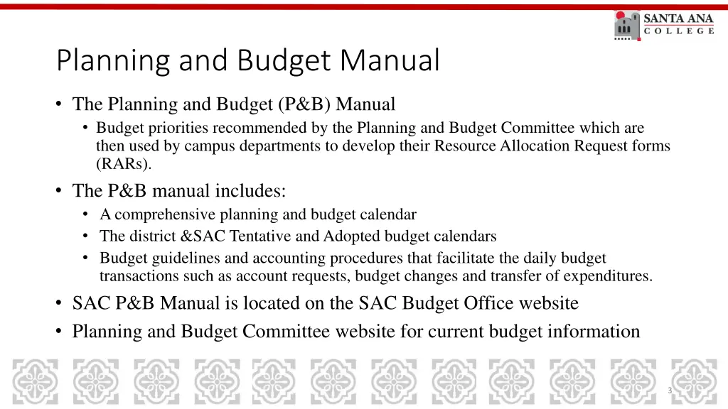 planning and budget manual