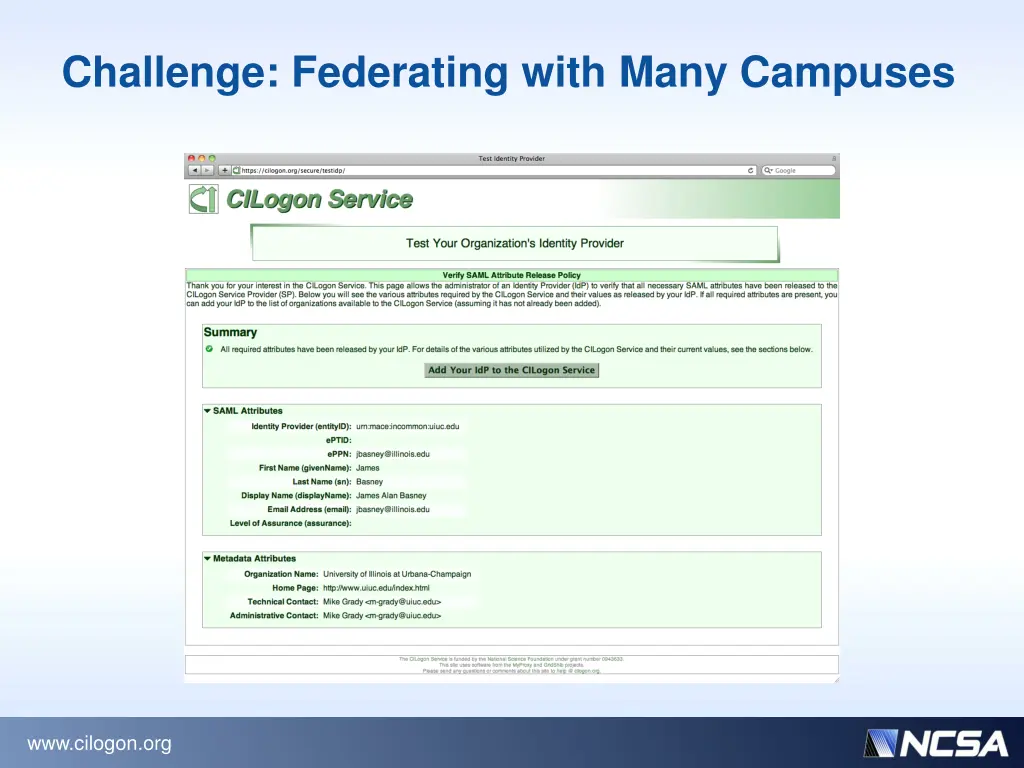 challenge federating with many campuses