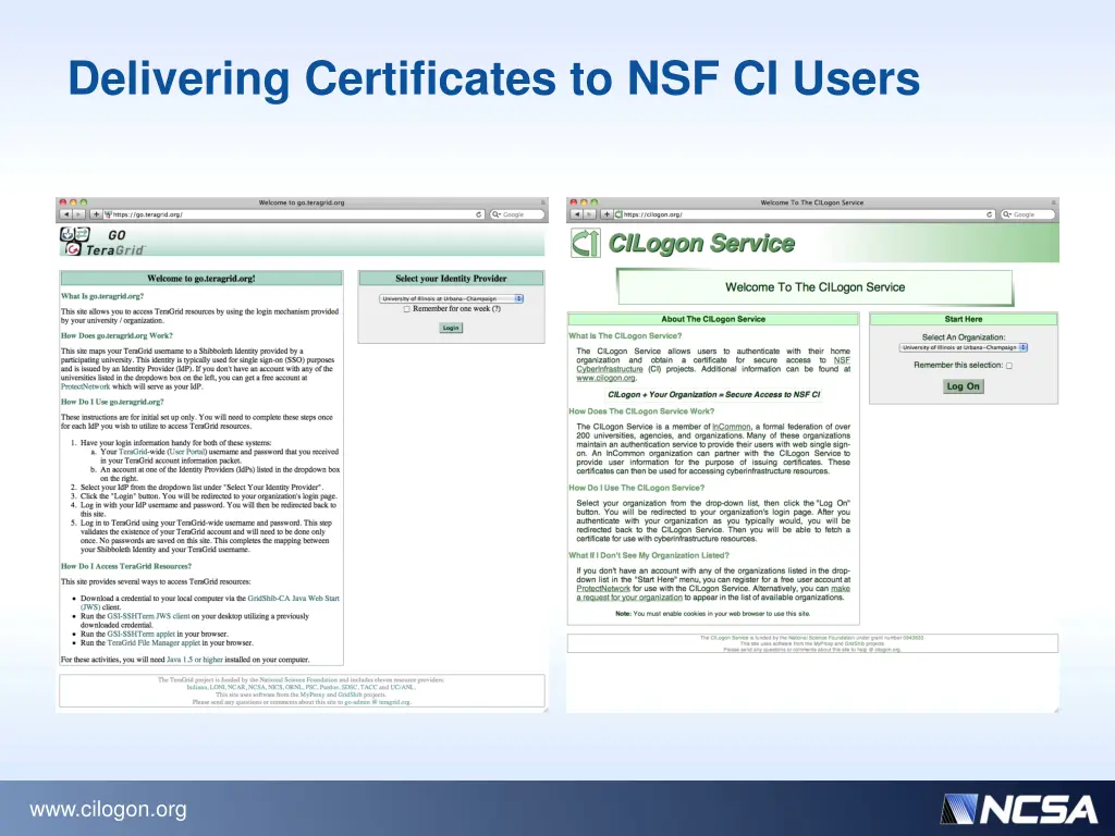 delivering certificates to nsf ci users