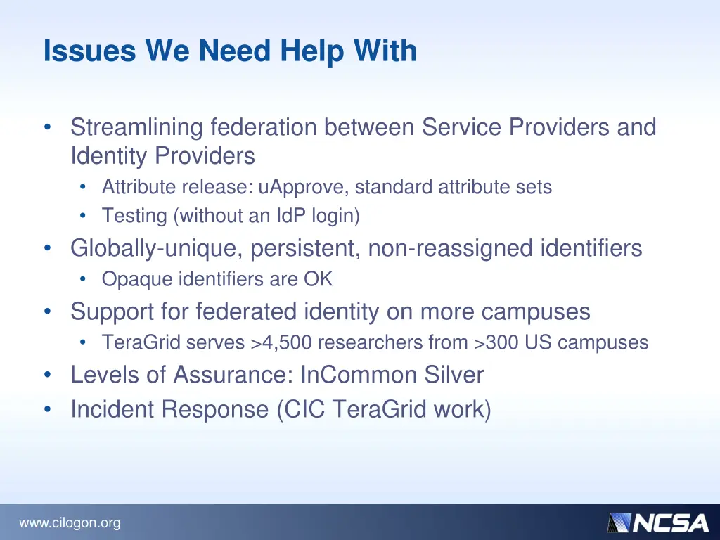 issues we need help with