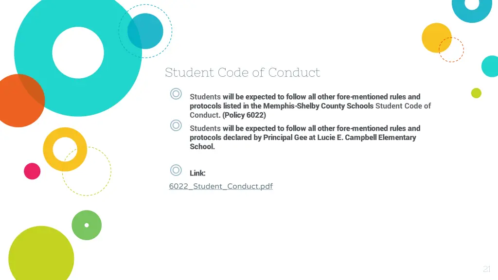 student code of conduct students will be expected