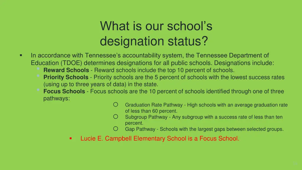 what is our school s designation status