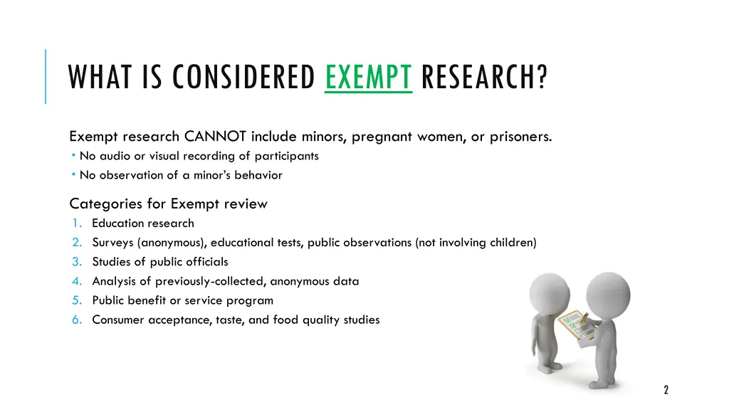 what is considered exempt research