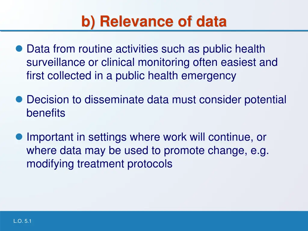 b relevance of data