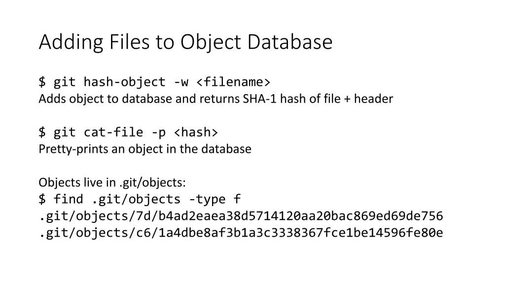 adding files to object database
