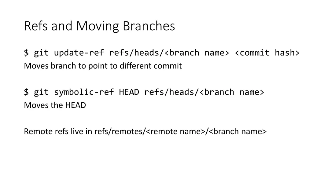 refs and moving branches