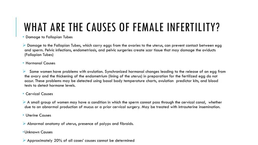 what are the causes of female infertility damage