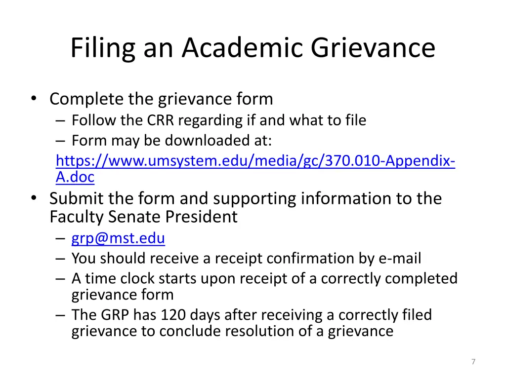 filing an academic grievance 1