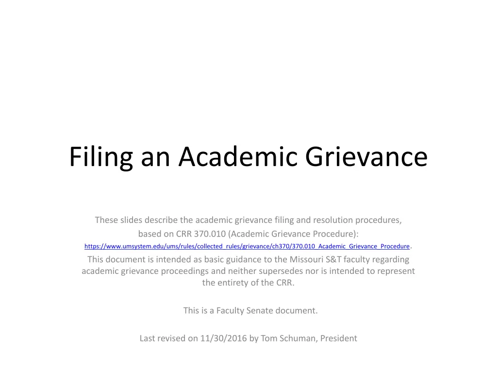 filing an academic grievance