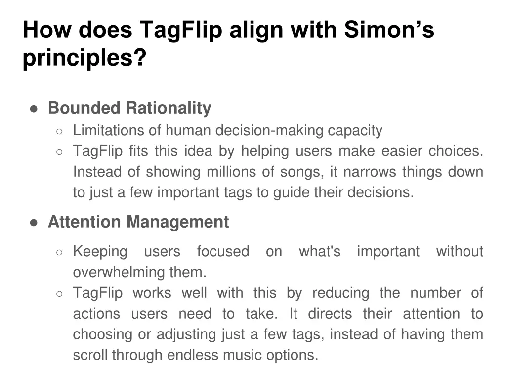 how does tagflip align with simon s principles 1