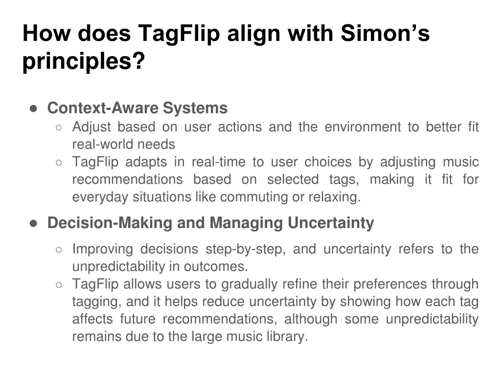 how does tagflip align with simon s principles 2