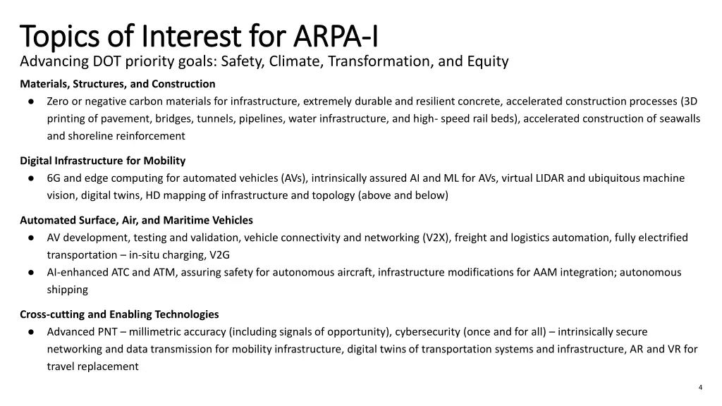 topics of interest for arpa topics of interest