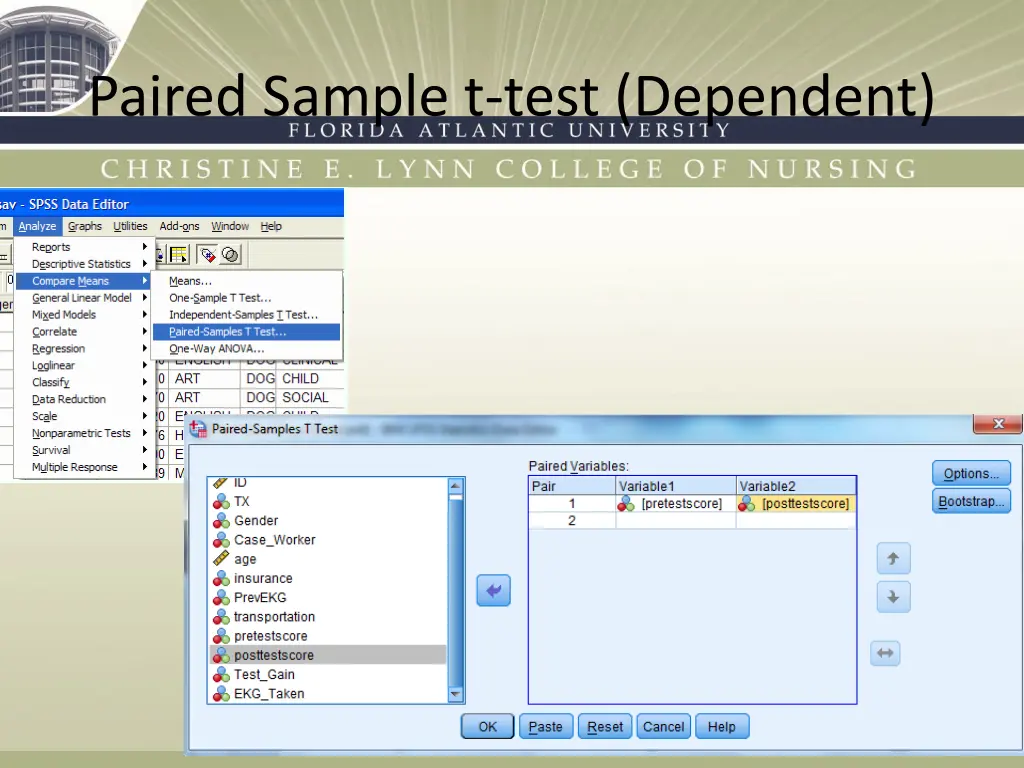 paired sample t test dependent