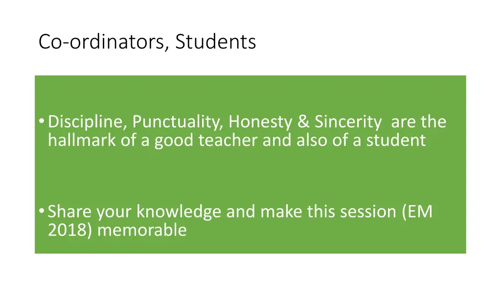 co ordinators students