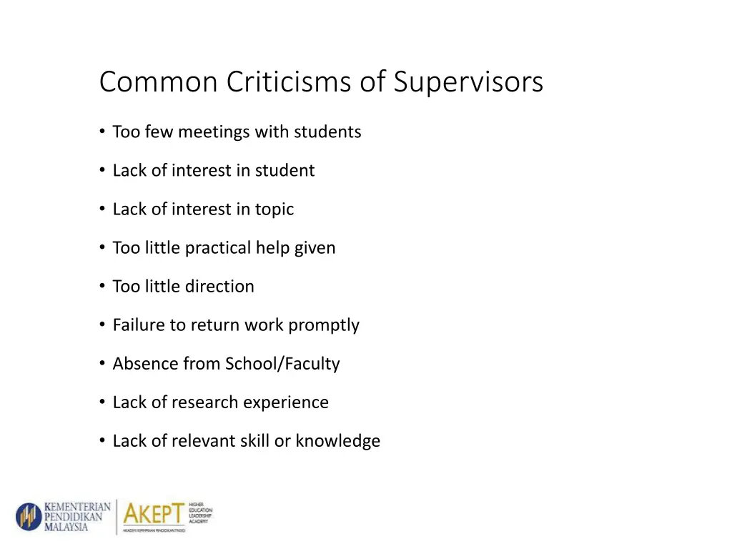 common criticisms of supervisors
